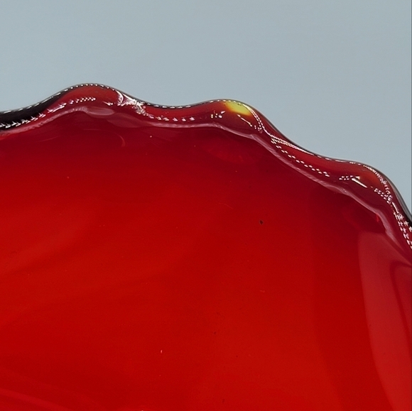 Vintage Red Glass Scalloped Wavy Divided Dish #1389 - Picture 12 of 15
